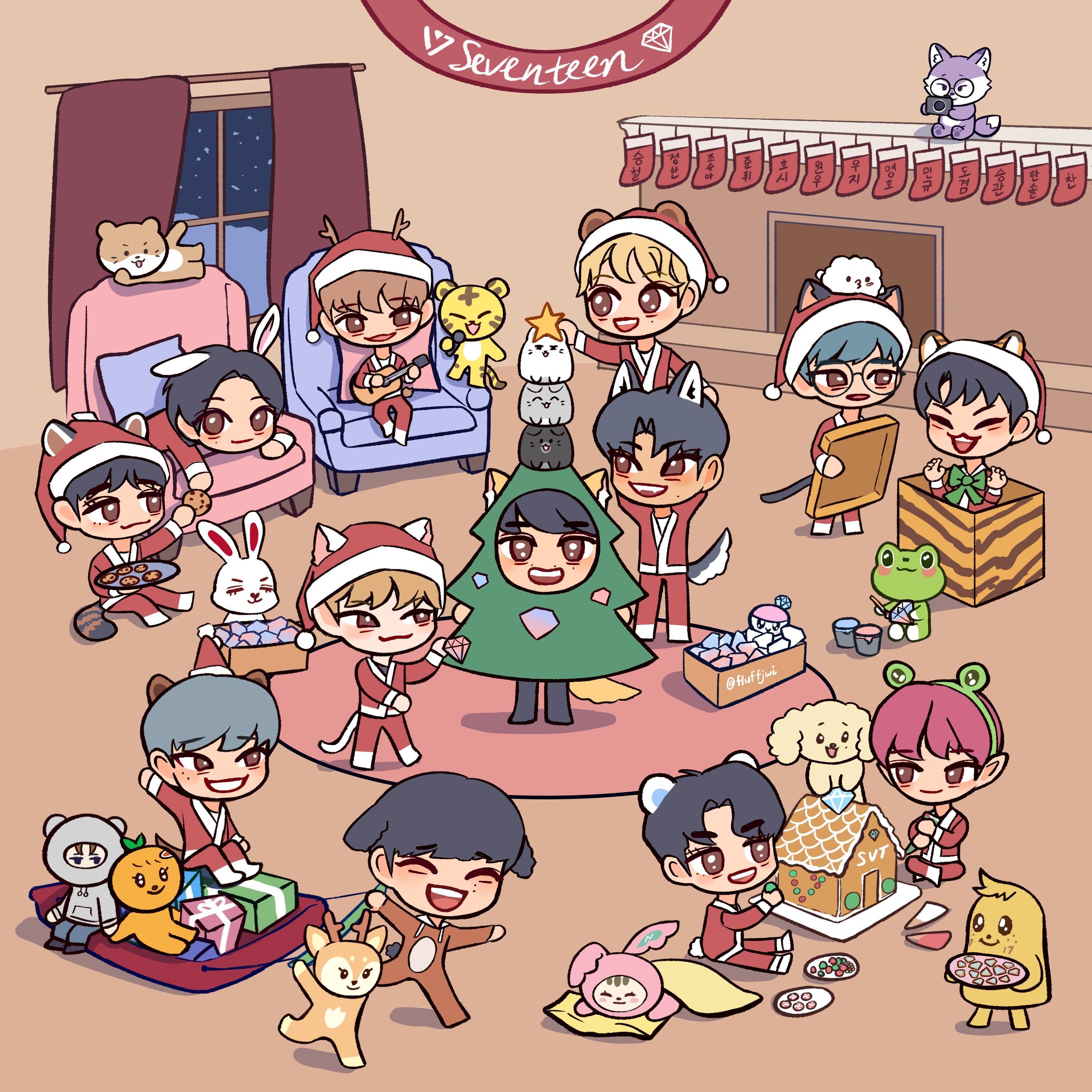 3000x3000 Merry Christmas! seventeen x miniteen fanart