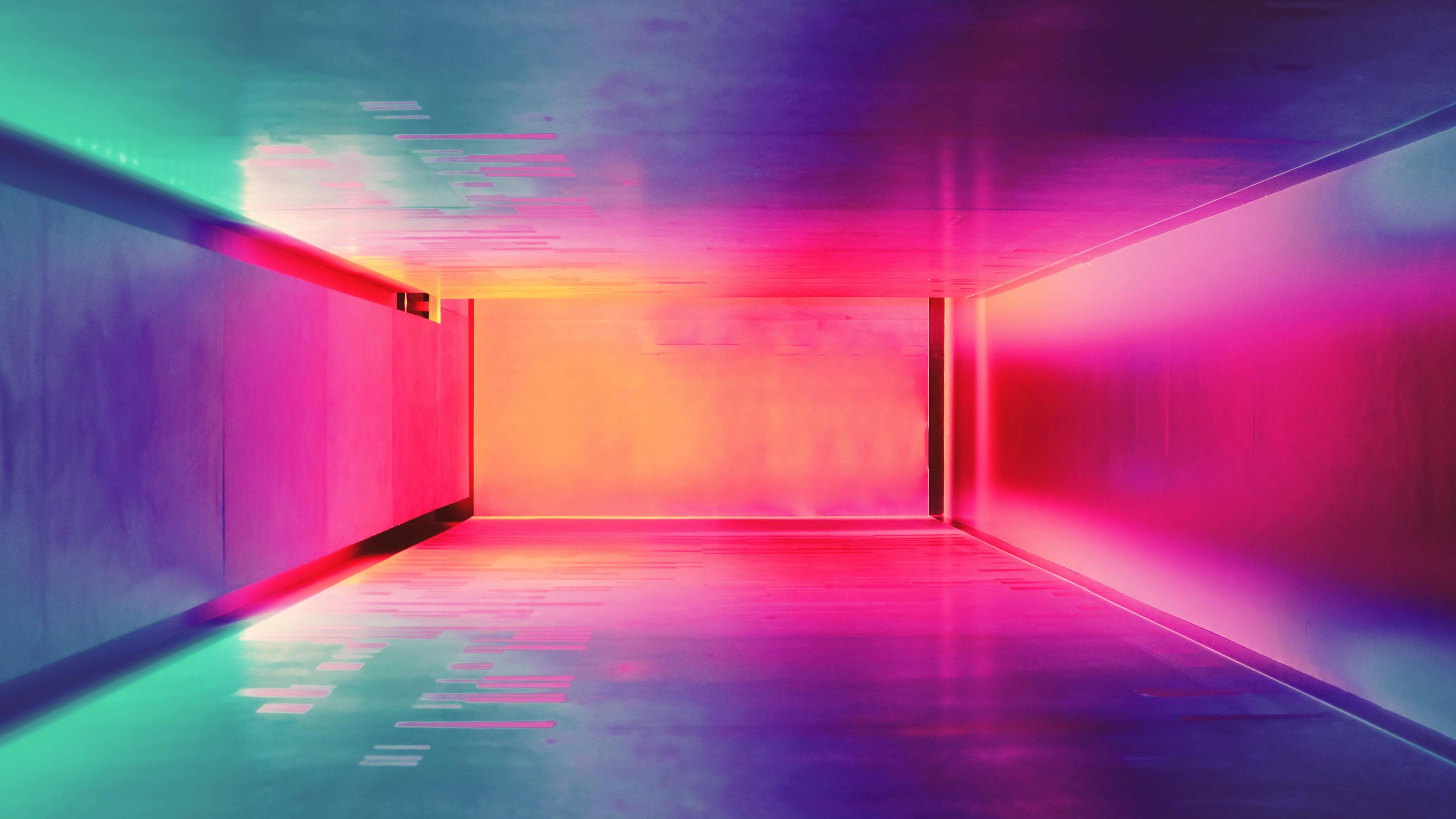 3840x2160 Colorful Neon Light Room 4K HD Neon Wallpaper