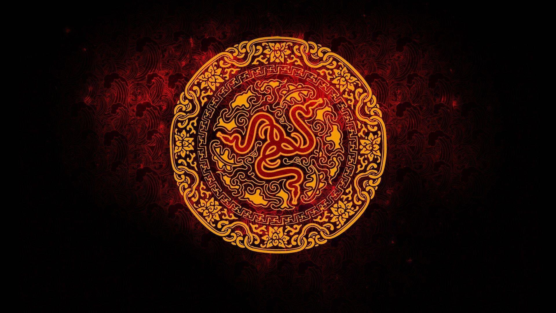 1920x1080 Razer logo, Razer, Chinese, red background, pattern HD wallpaper