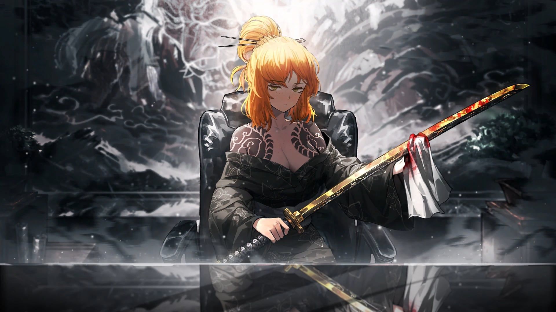 1920x1080 Kurokumo Clan Captain Ishmael Live2D