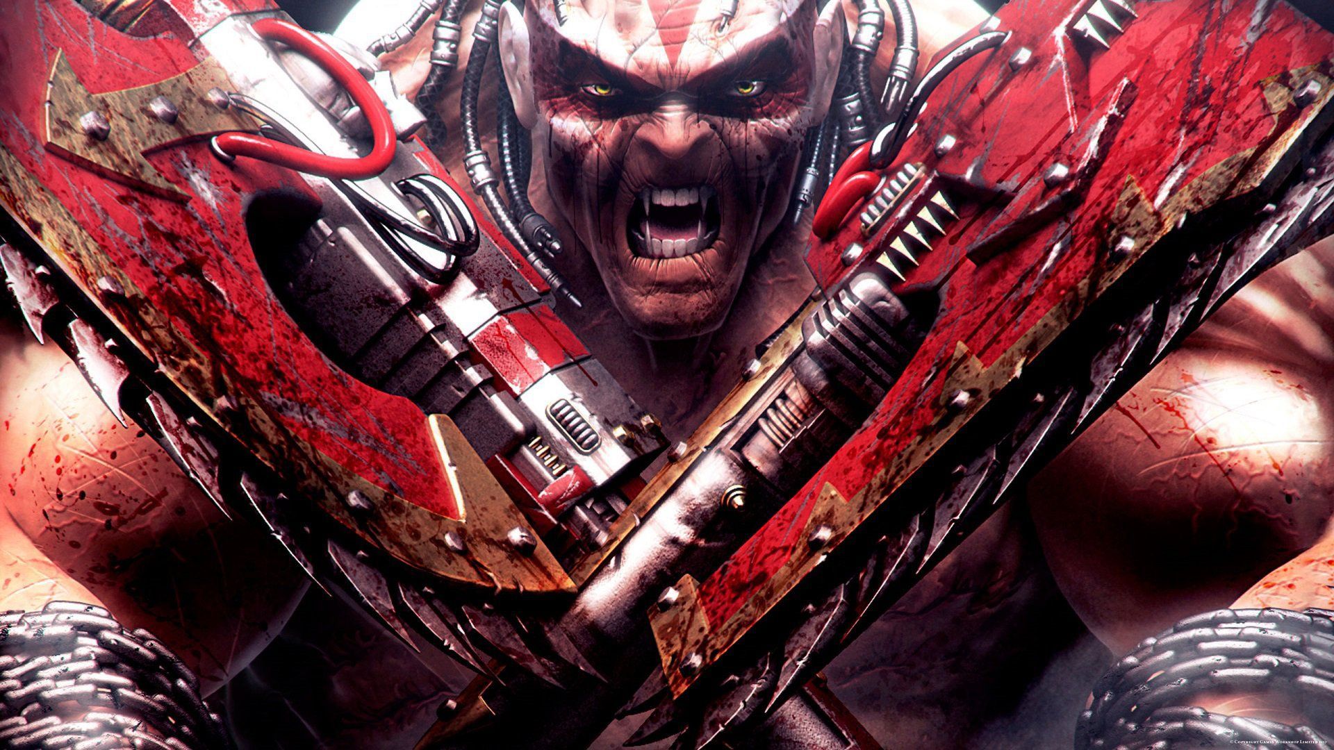1920x1080 Wallpaper grin, axe, Warhammer, the Primarch, Warhammer 40 Angron, w40k, axes for mobile and desktop, section игры, resolution 1920x1080
