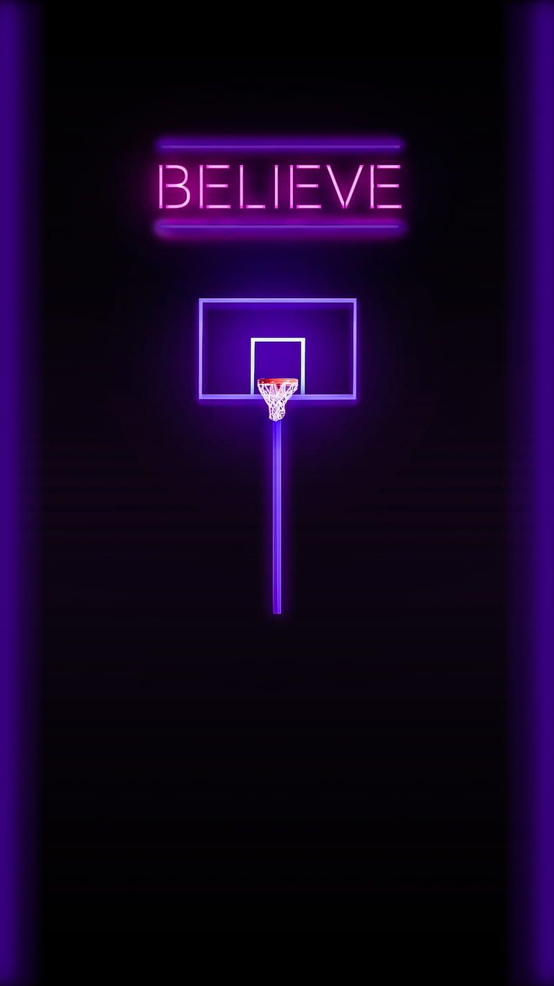 800x1422 Neon Basketball Goal, #basketball #basketballgoal #goal #court # #dark #black #neon #light #believe, HD phone wallpaper