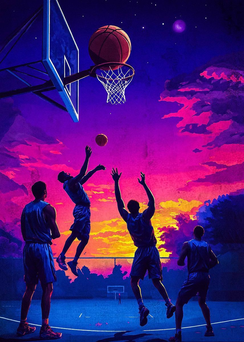 857x1200 Basketball Sunset