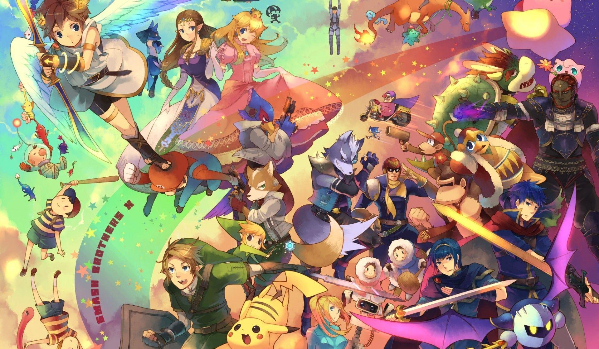1920x1120 Download 1920x1120 Anime Crossover, Zelda, Pikachu, Pokemon, Mario