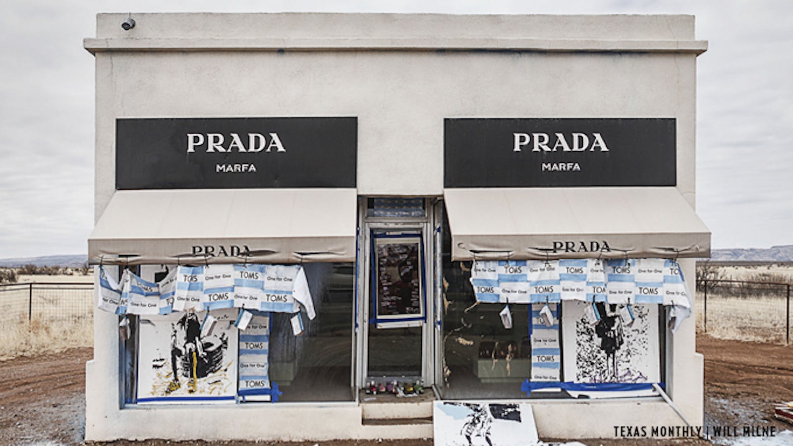 1600x900 Photo of the Vandalization that Briefly Turned Prada Marfa into TOMS Marfa