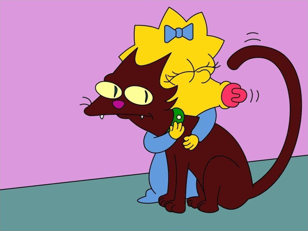 1024x768 Brown and black characters illustration, The Simpsons, cat, Maggie Simpson HD wallpaper