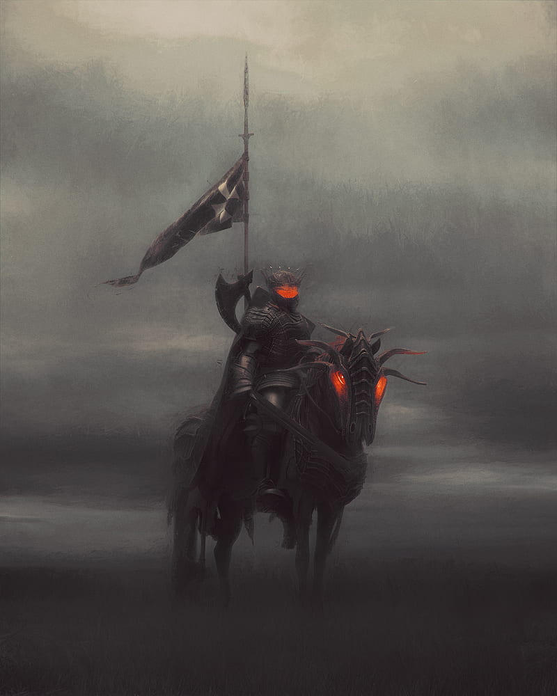 800x1000 Knight, horse, armor, fog, art, HD phone wallpaper