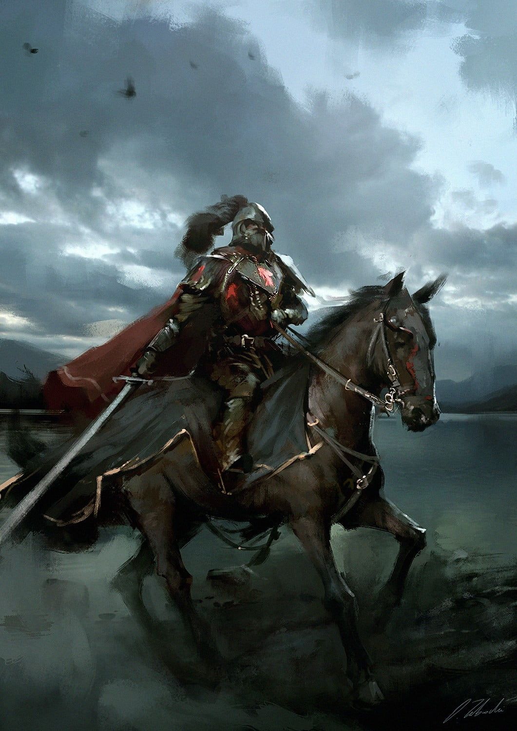 1061x1500 Knight riding on horse poaster HD wallpaper