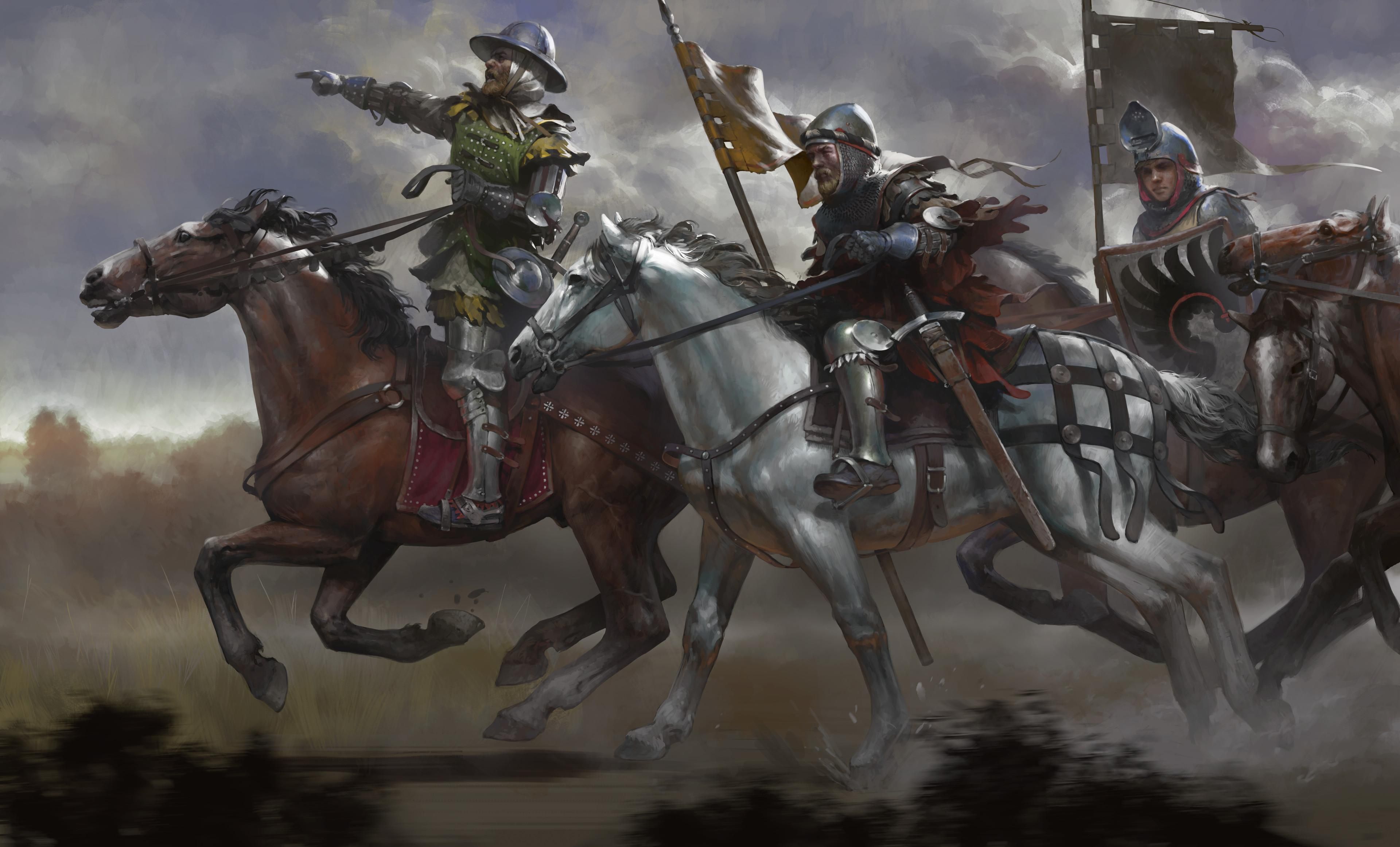 3840x2324 Phone wallpaper: Fantasy, Knight, Horse, Warrior 1003145