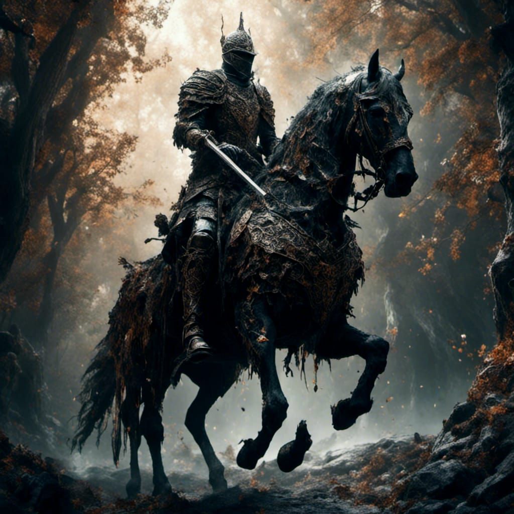 1024x1024 Dark Souls Knight on Horse in Ornate Armor