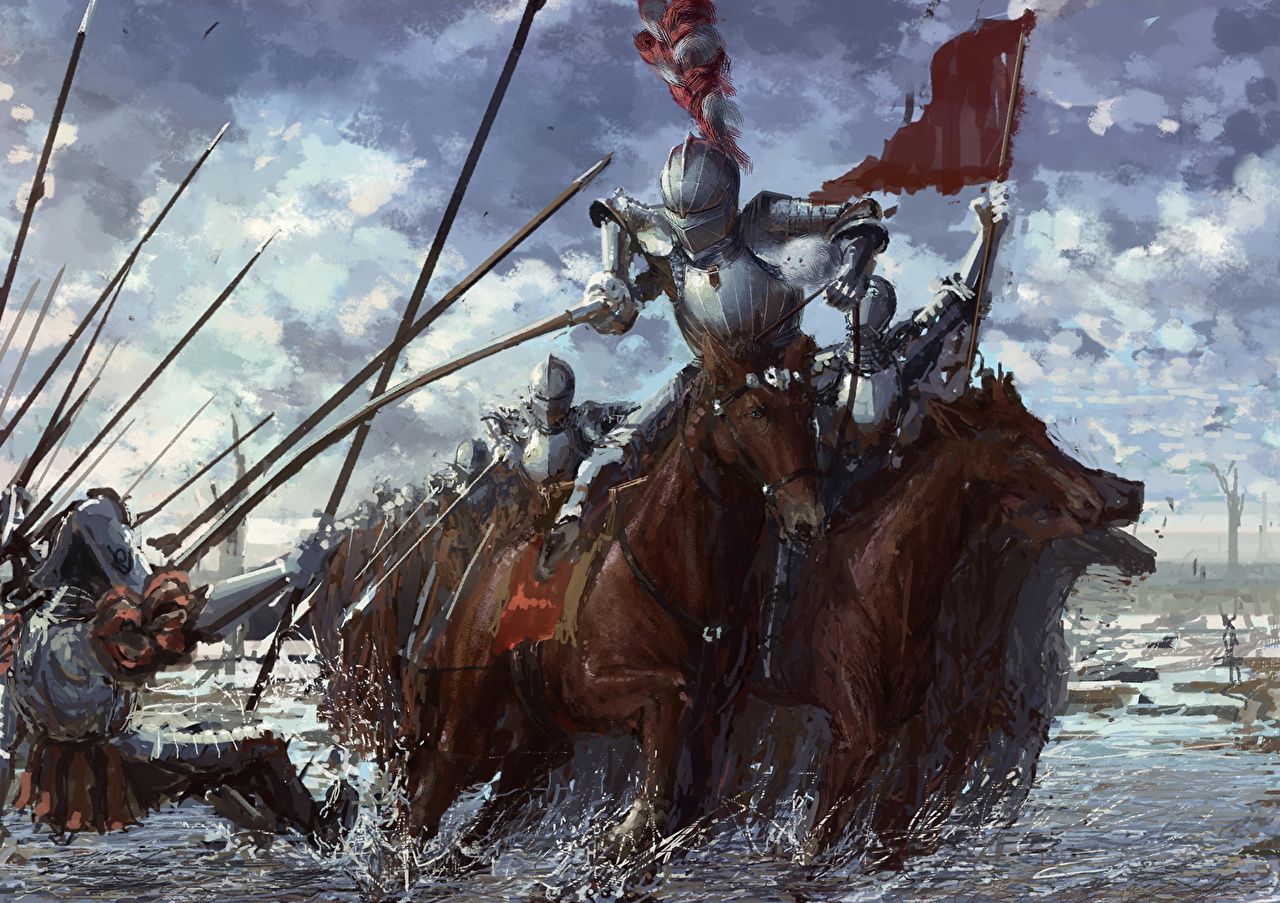 1280x903 Picture Spear Knight Horses armour Middle Ages Fantasy Battles
