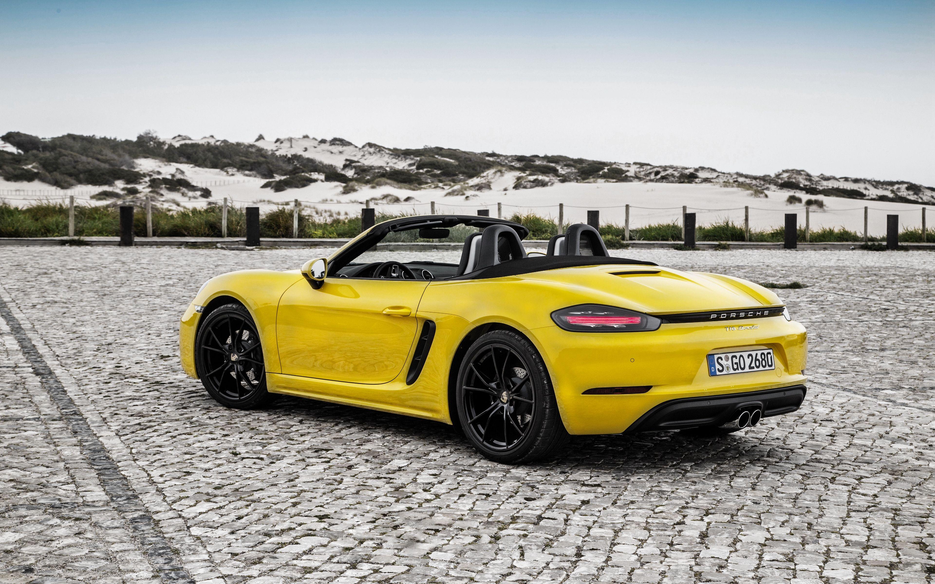3840x2400 Download wallpaper 3840x2400 porsche, boxster, yellow, convertible
