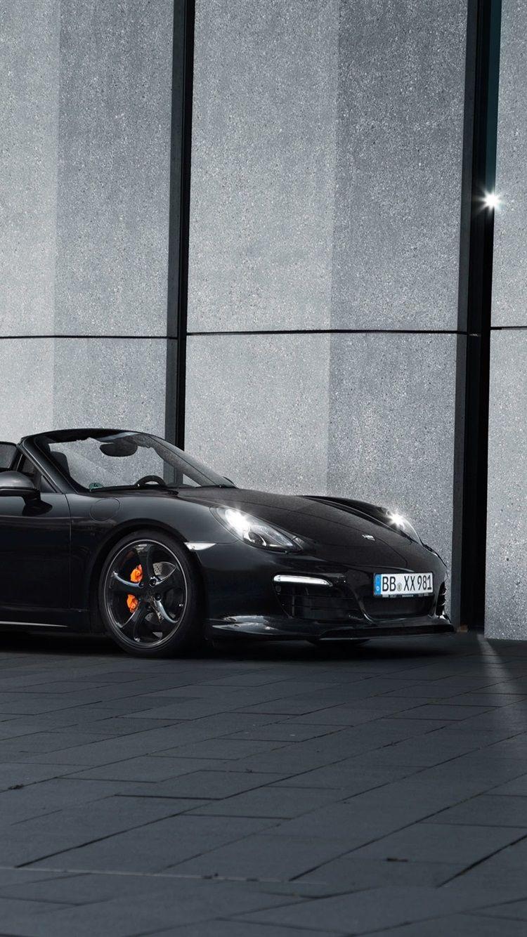 750x1334 Wallpaper TechArt Porsche Boxster black roadster side view
