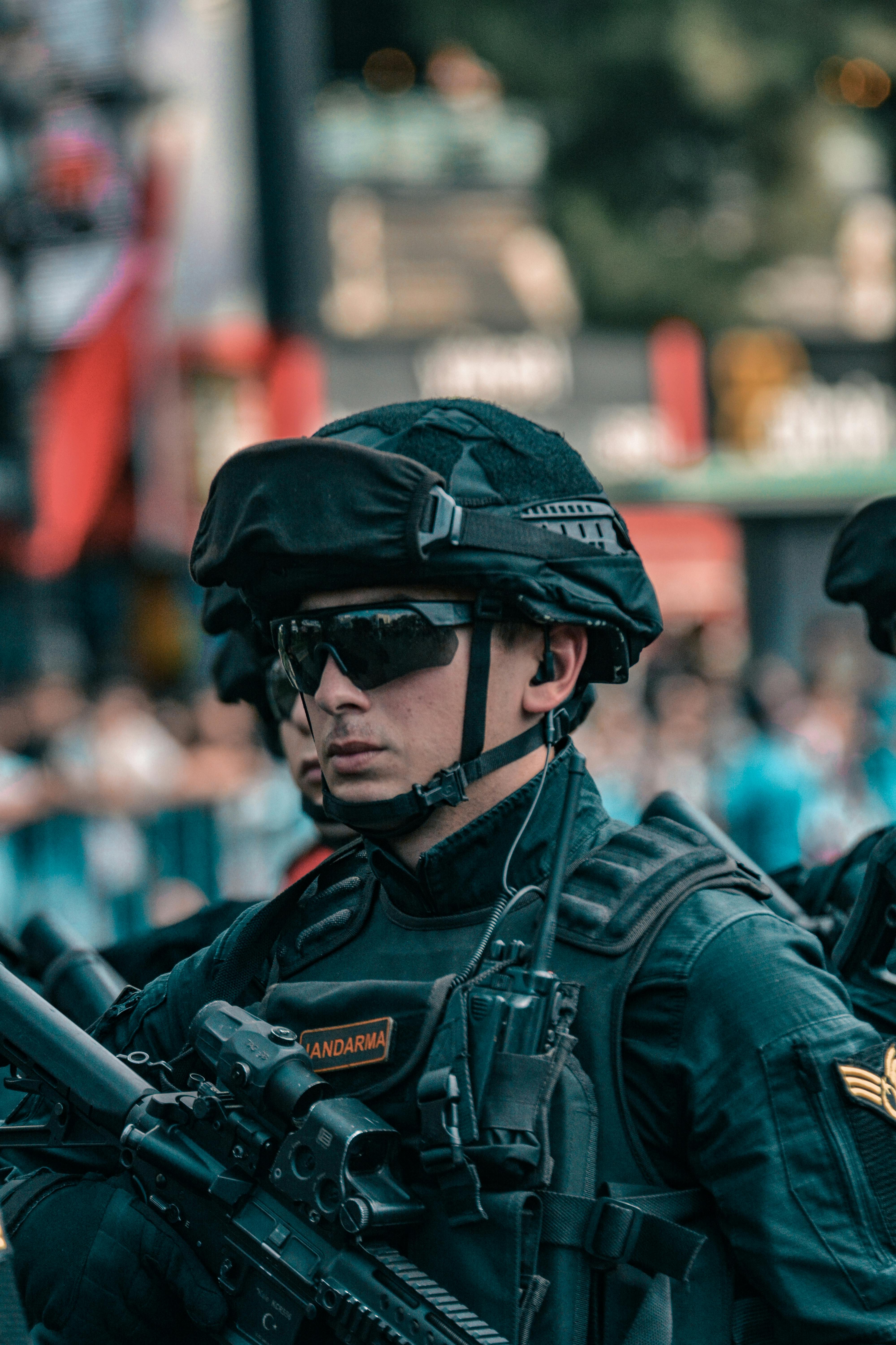 4000x6000 Portrait of an Armed Policeman of Indonesian Mobile Brigade Corps · Free