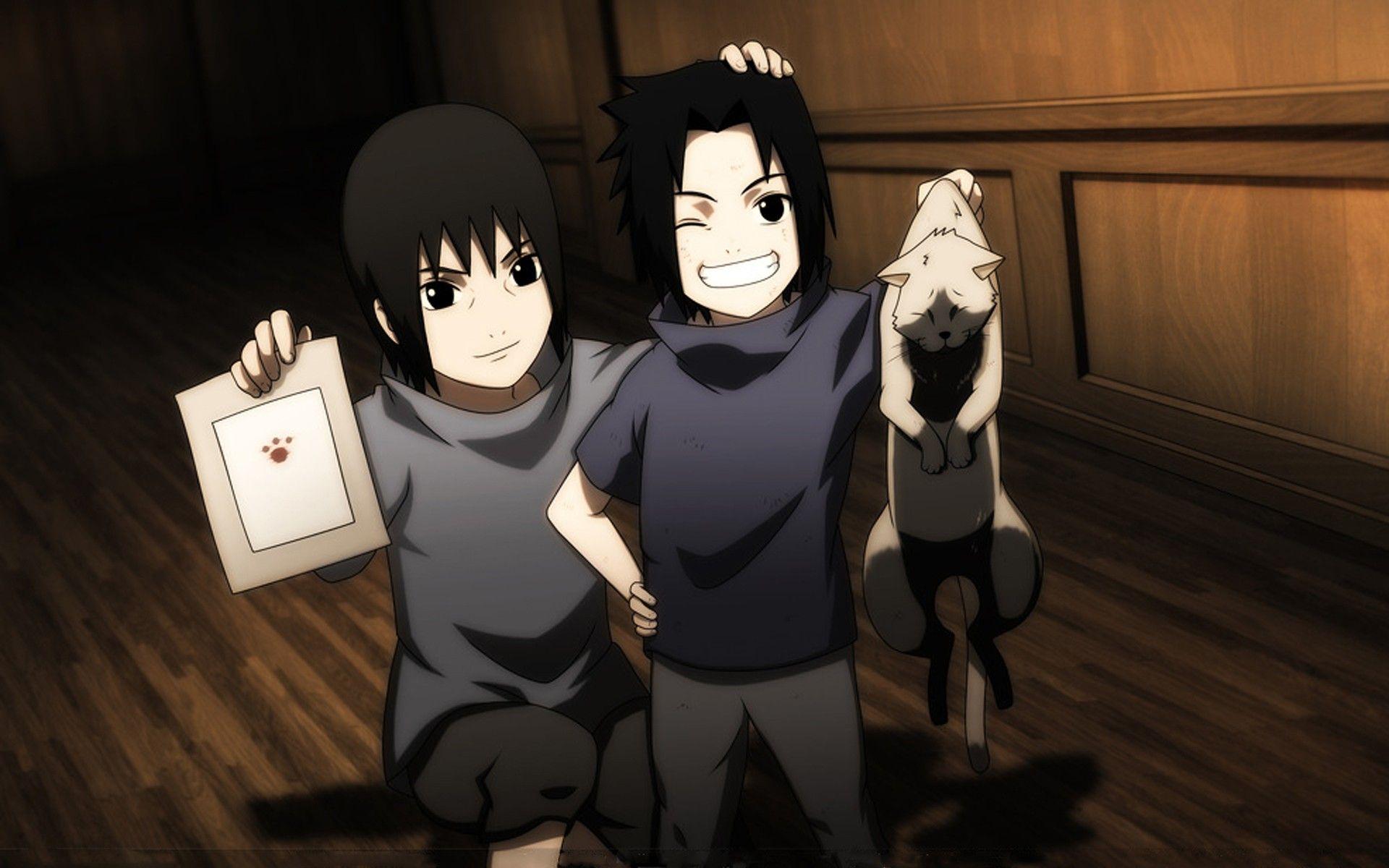 1920x1200 Mèo Uchiha Sasuke Naruto: Shippuden Uchiha Itachi anime anime bé trai paws anh em trẻ em hình nền. 1920x1200