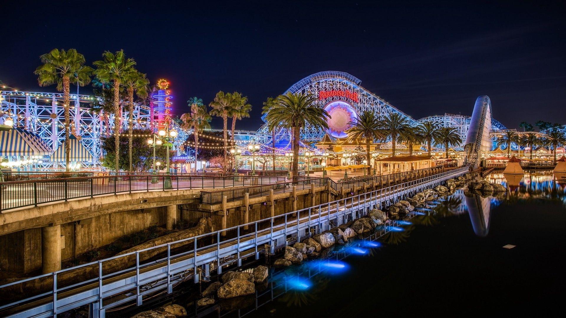 1920x1080 Amusement Parks: Fantastic Amusement Park Stretched Reflection