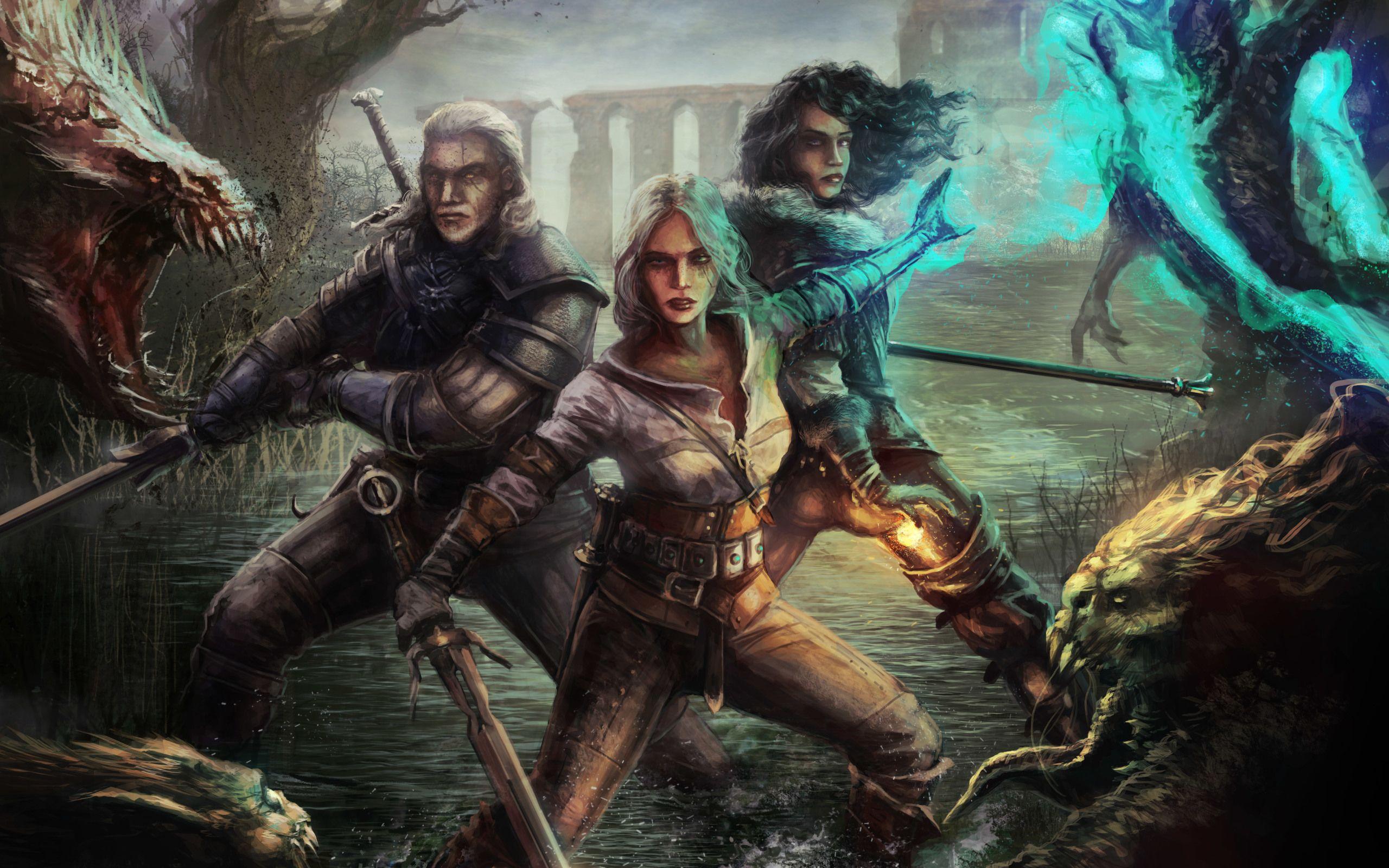2560x1600 Witcher 3 Wild Hunt Geralt Yen And Ciri 2560x1600