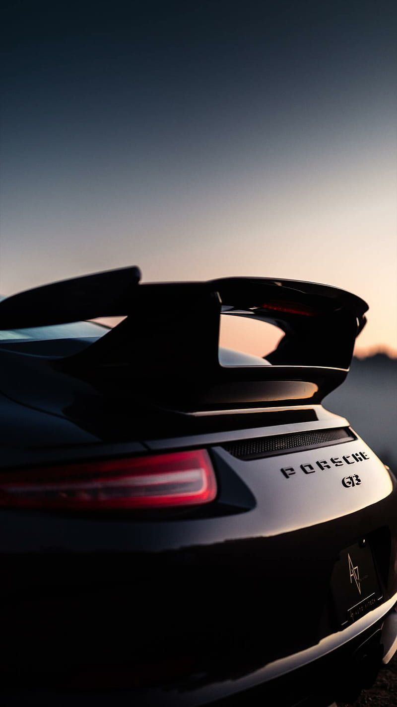 800x1422 Porsche GT porsche, black, gt, car, supercar, sports, america, new, sunset, HD phone wallpaper
