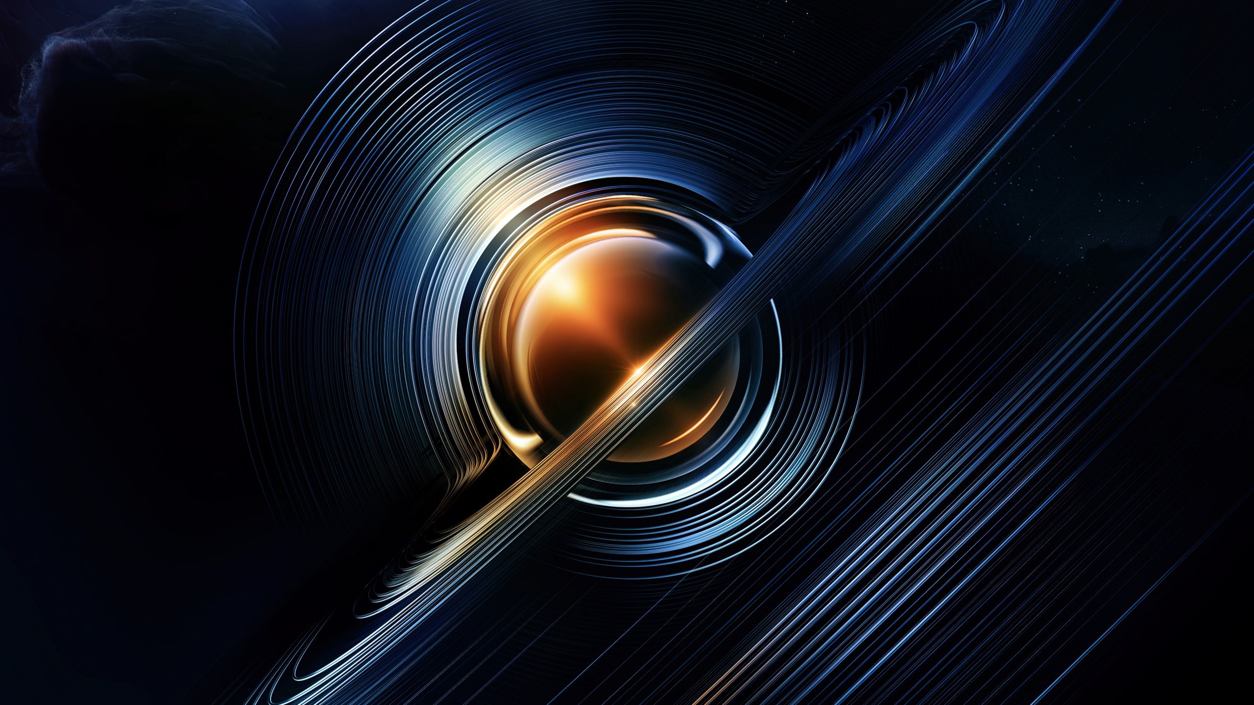 2560x1440 Deep space Wallpaper 4K, Saturn, Dark background