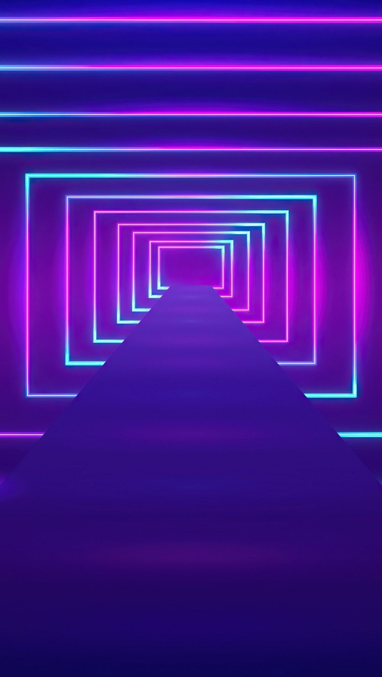 1220x2160 Tunnel lit with blue and purple neon light pattern Wallpaper 4k for iPhone and Mobile Phone