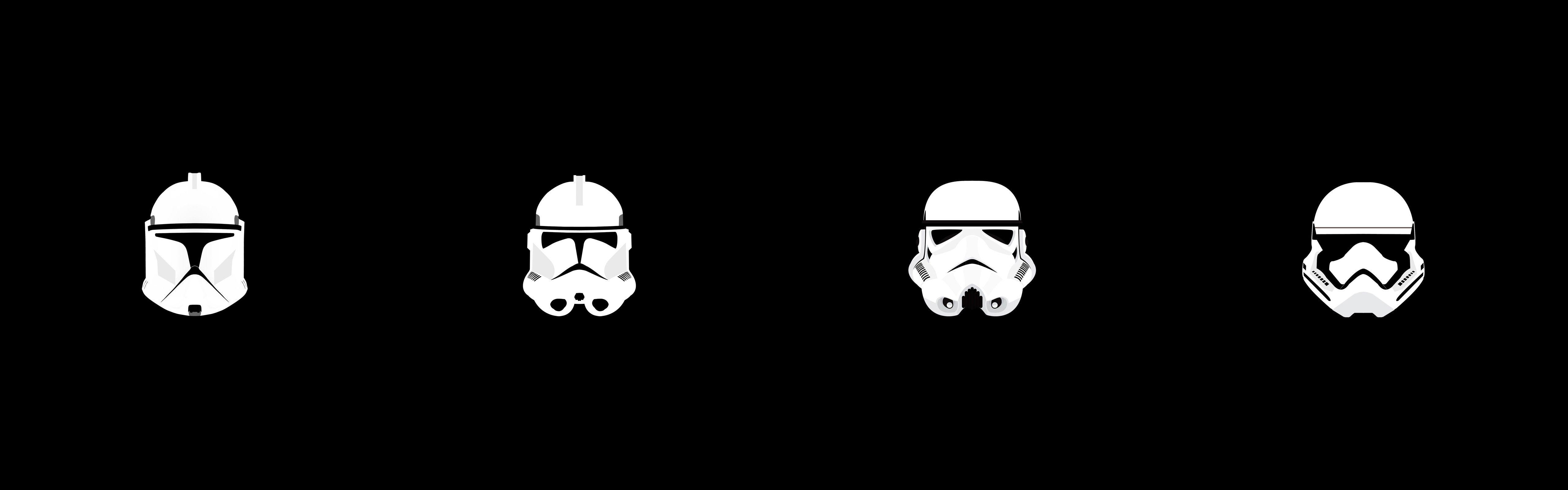5120x1600 #clone trooper, #Star Wars, #stormtrooper, #minimalism, #helmet wallpaper HD Wallpaper