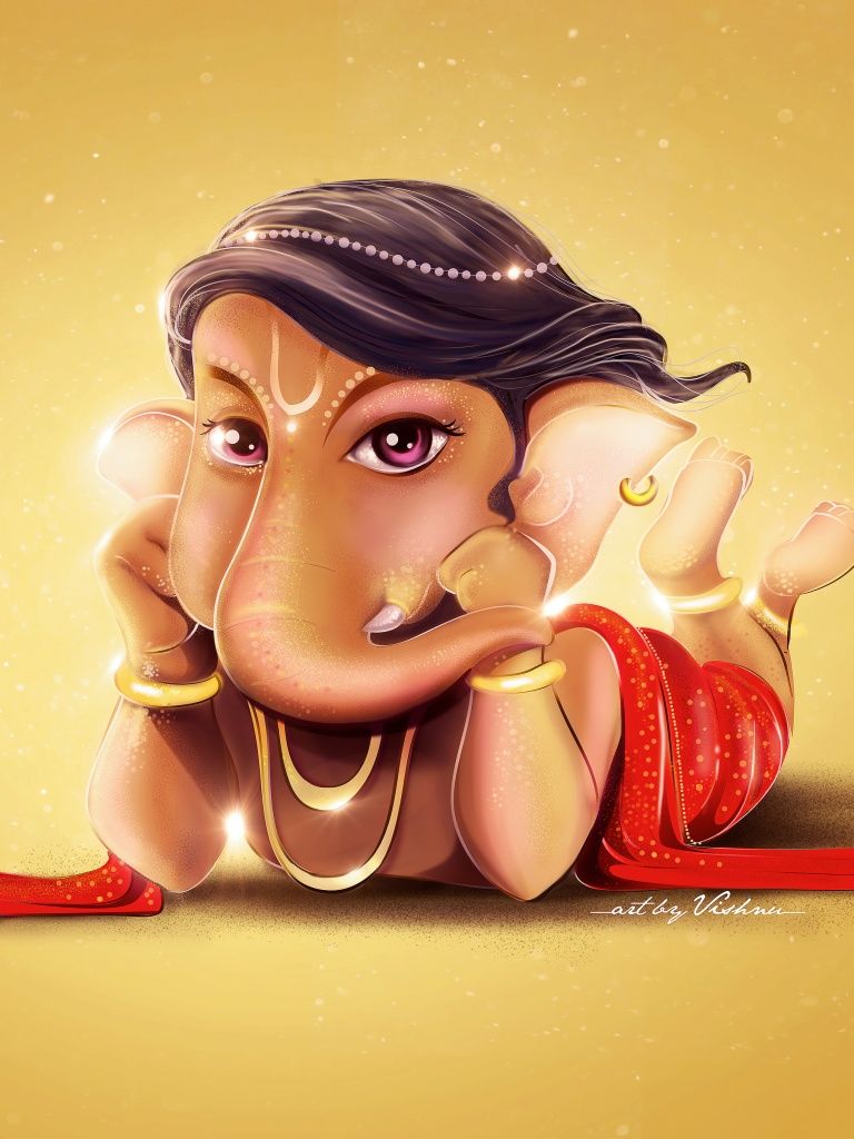 768x1024 Lord Ganesha Wallpaper 4K, Little Ganesha, Ganapati Bappa