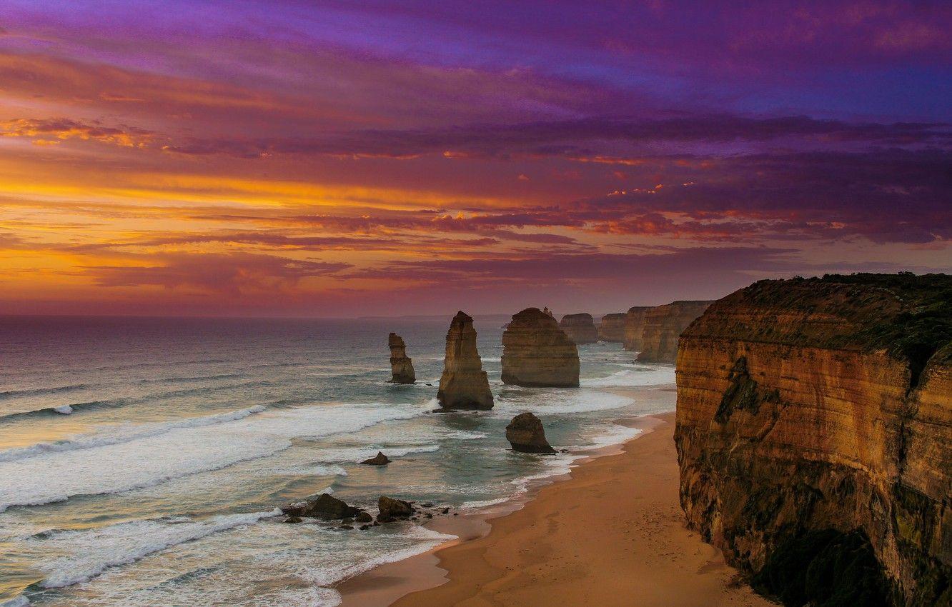 1332x850 Wallpaper beach, sunset, Australia, the twelve apostles image