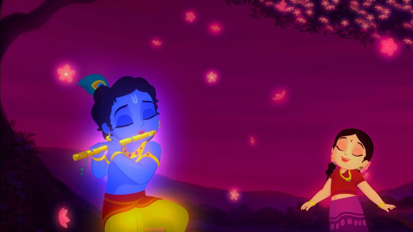 1366x768 Animation Of Krishna HD Krishna Wallpaper