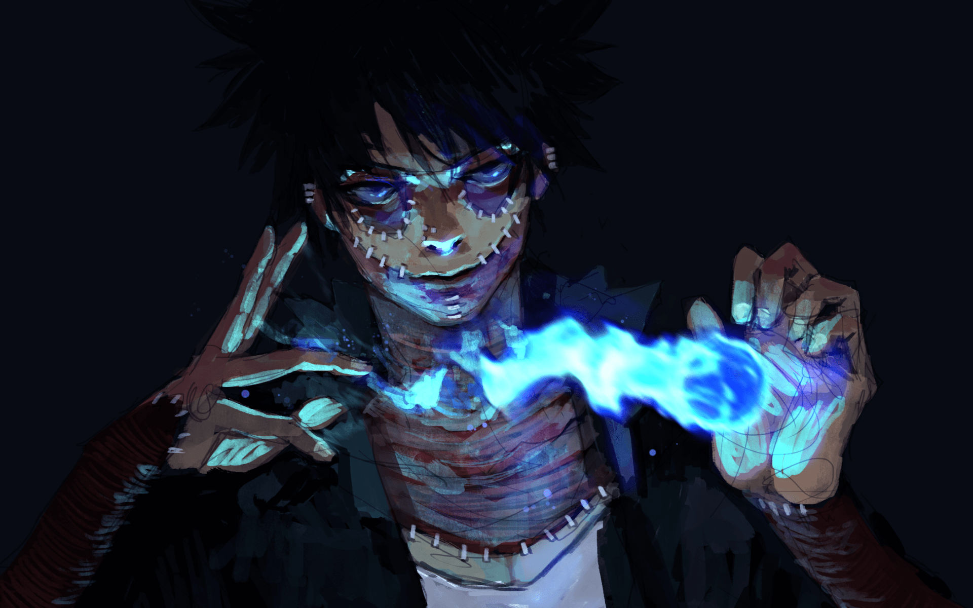 1920x1200 Download wallpaper Dabi, blue fire, manga, My Hero Academia, Boku