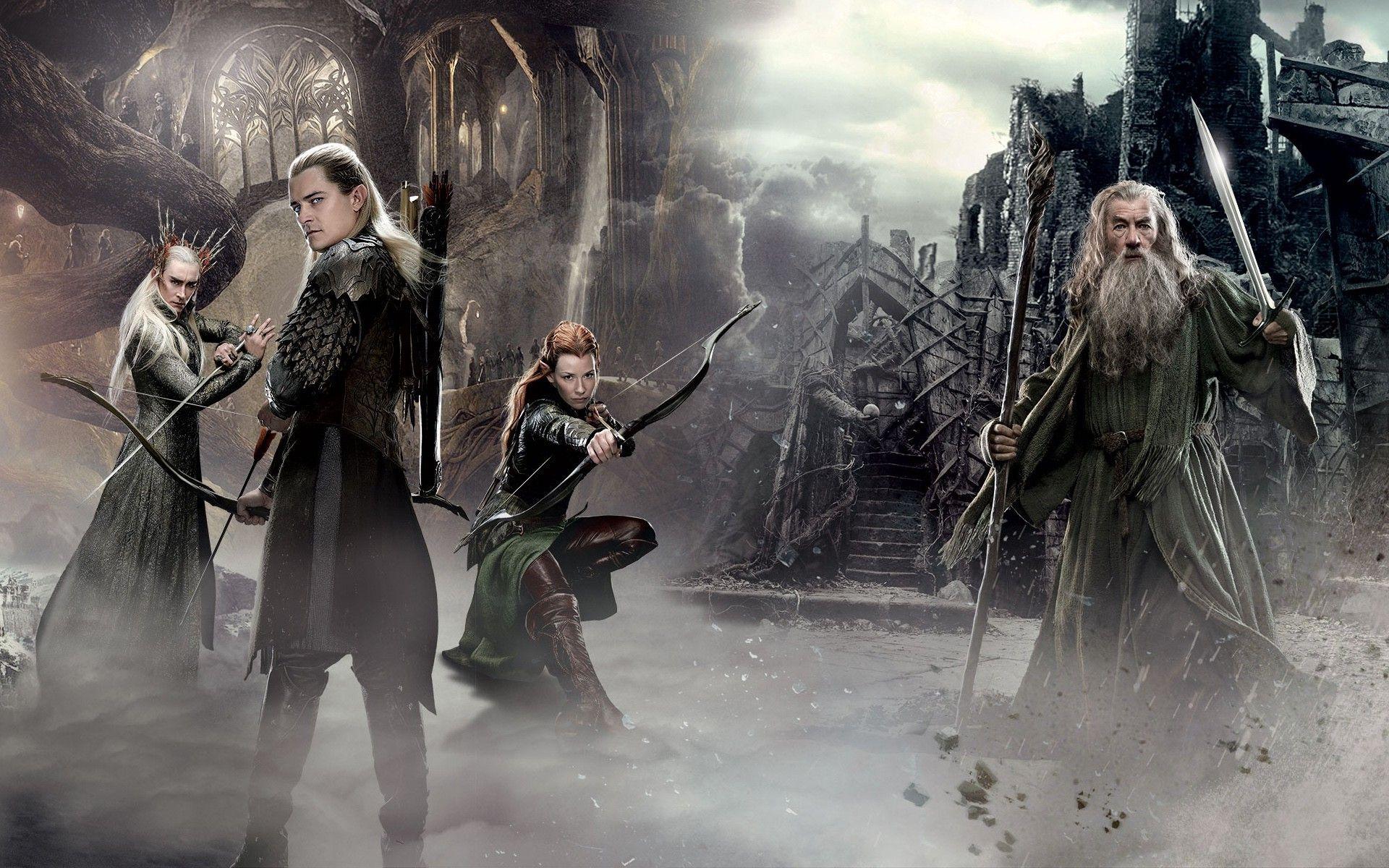 1920x1200 Gandalf, Legolas, Tauriel, Elves, Wizard, Thranduil