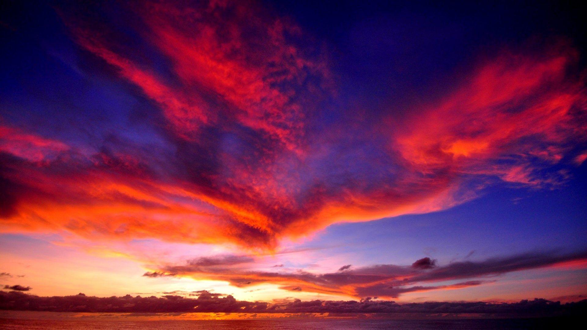 1920x1080 Fire Tag wallpaper: Fiery Sunset Marina Boats Fire Sky