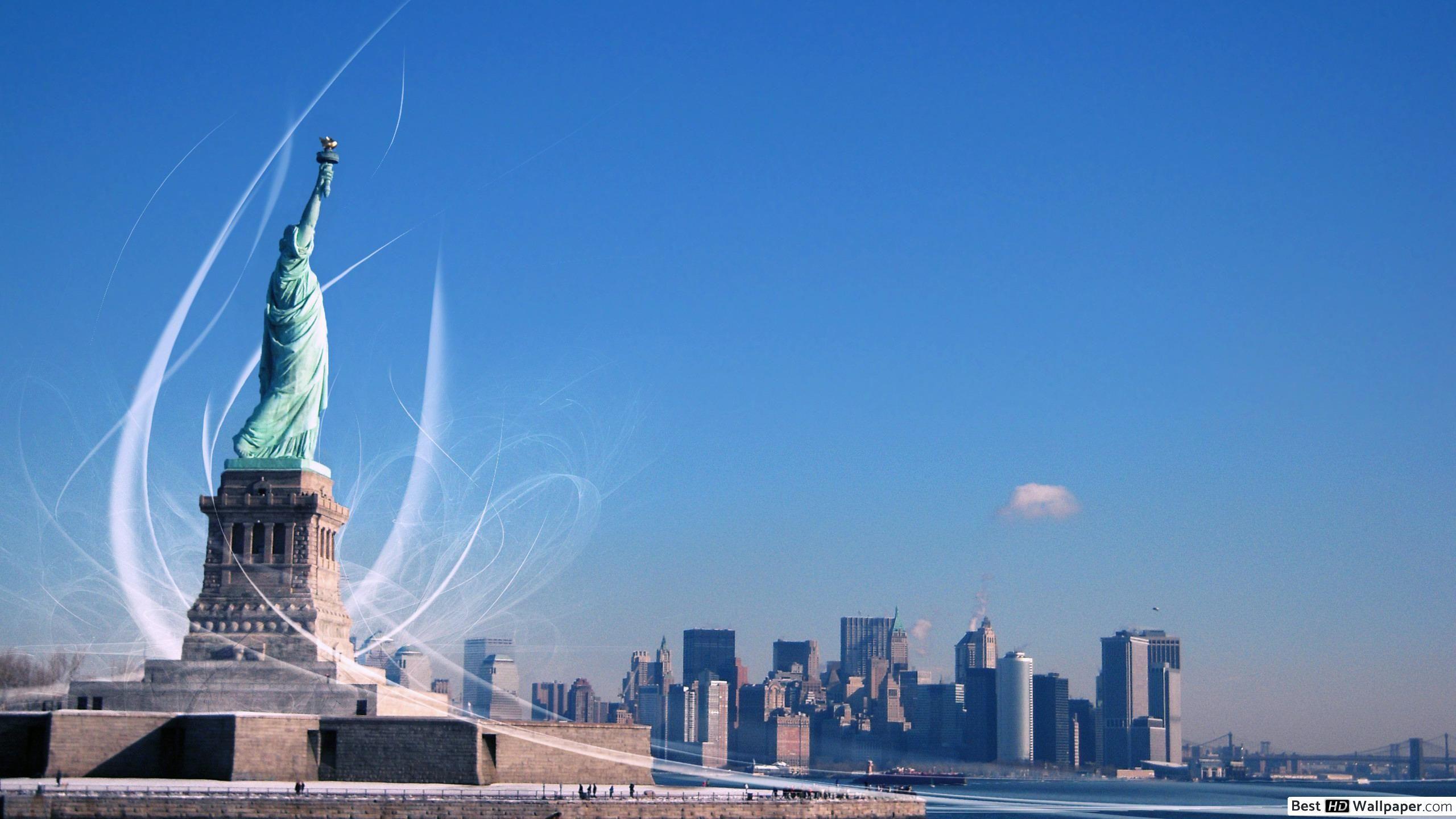 2560x1440 Statue of Liberty in New York City HD wallpaper download