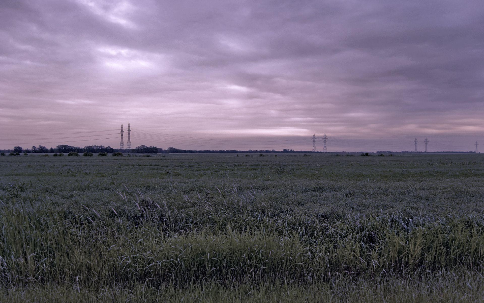 1920x1200 Purple Sky Grass Field Pole desktop PC and Mac wallpaper
