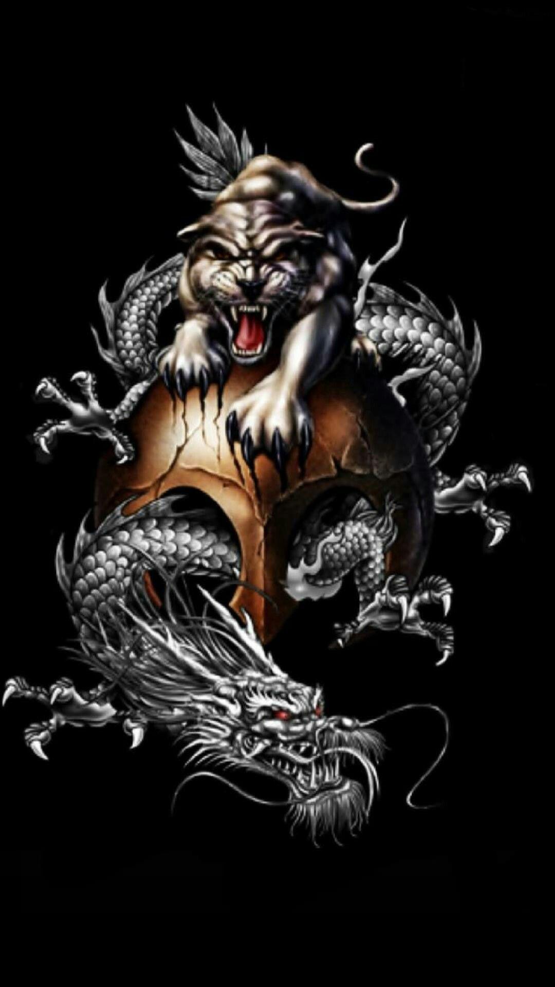 chinese dragon and tiger wallpaper