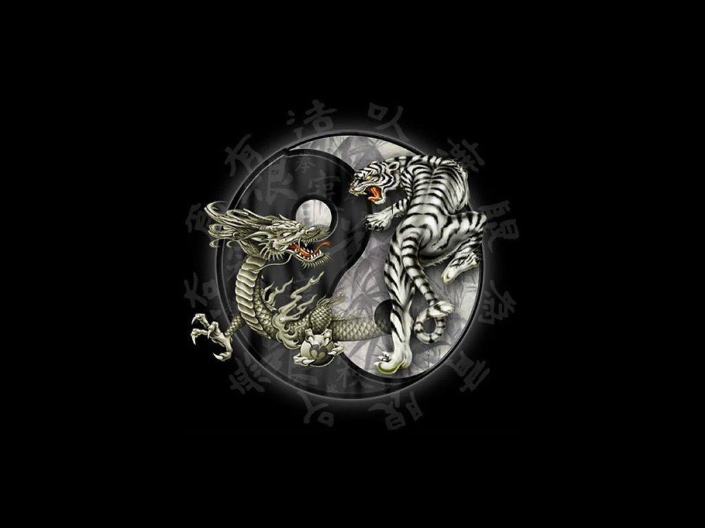 1024x768 Tiger And Dragon Yin And Yang. Come Not Between The Dragon And His