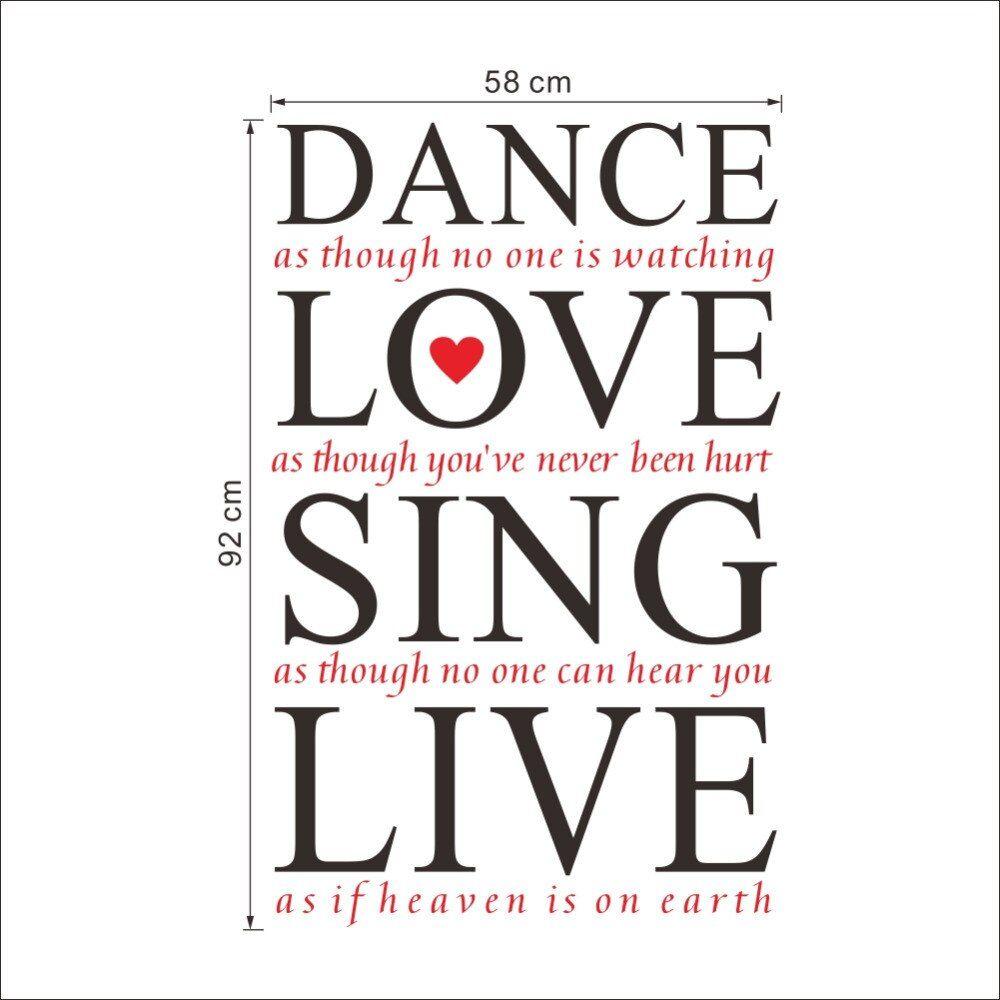 1000x1000 Wall Sticker Dance Love Sing Live Art Quotes 8260 Bedroom Living