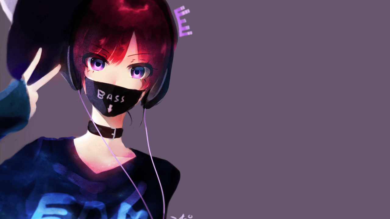 1280x720 28++ Anime Girl With Gas Mask Wallpaper