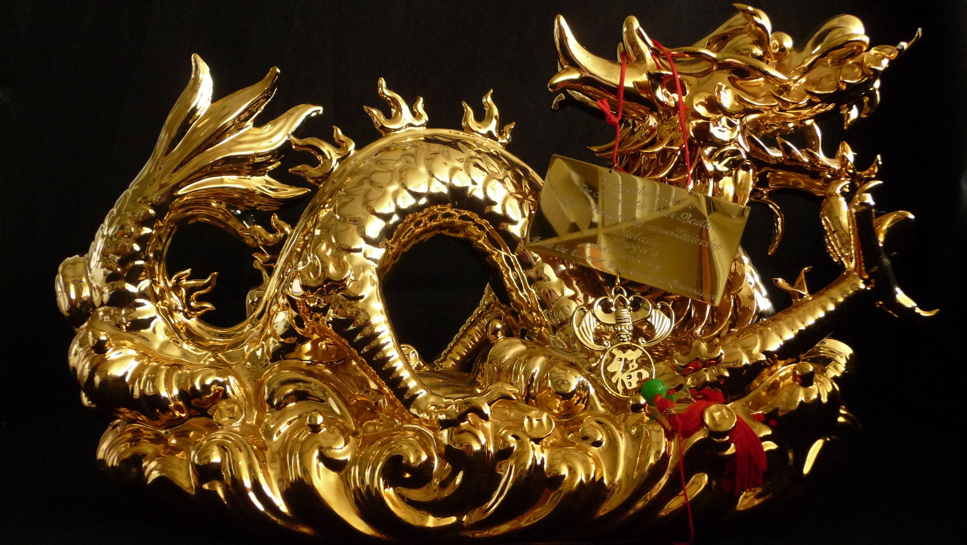 3264x1840 gold wallpaper chinese dragon