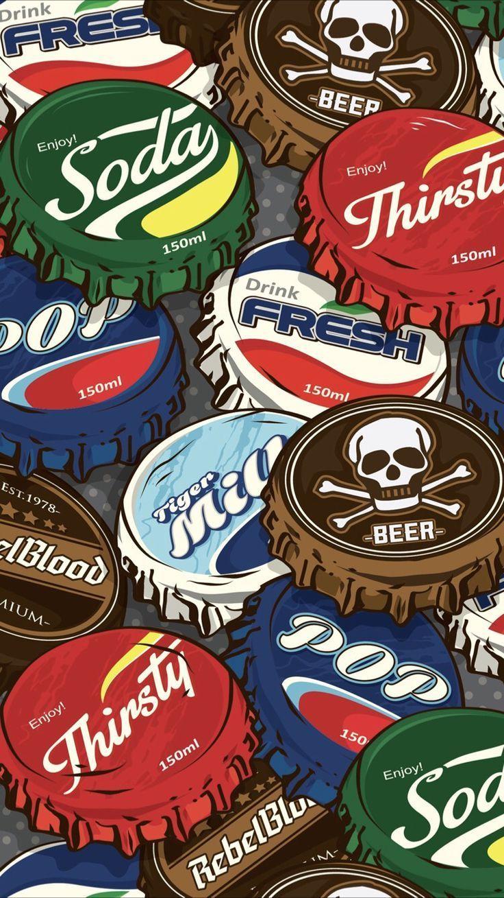 736x1309 Bottle caps - #Bottle #caps #planodefundo. โปสเตอร์เก่า, ย้อนยุค, โปสเตอร์วินเทจ