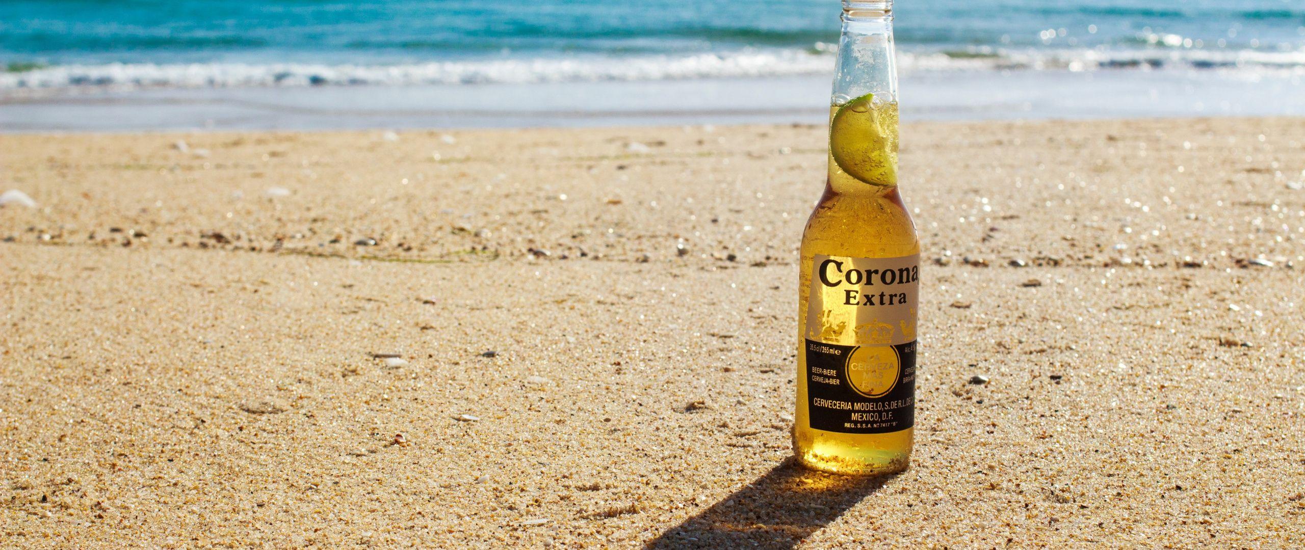 2560x1080 Wallpaper Corona Extra Beer Bottle At Beach Immutable Laws Of