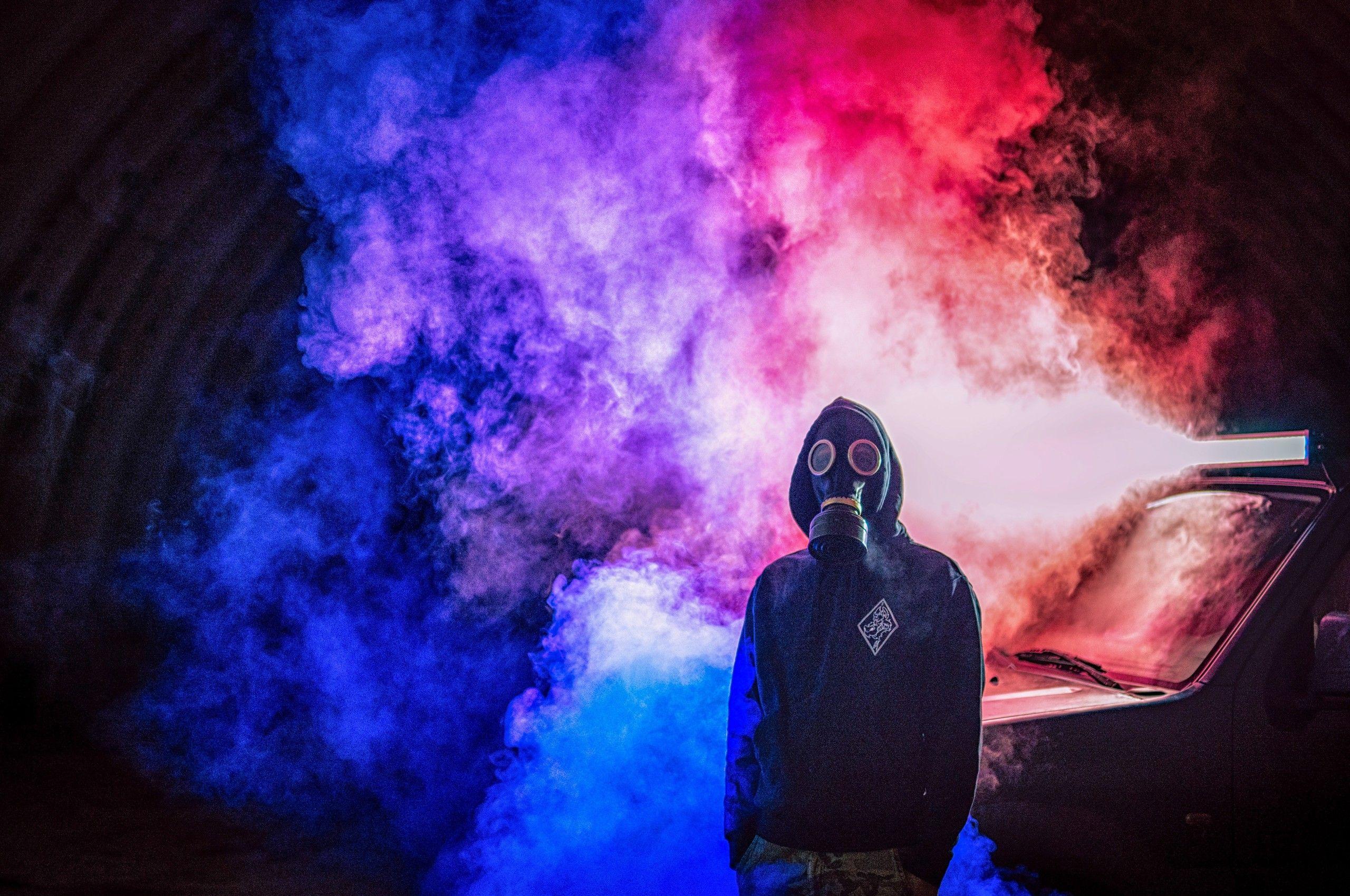 2560x1700 Cyberpunk Man Colorful Smoke Bomb Chromebook Pixel HD 4k