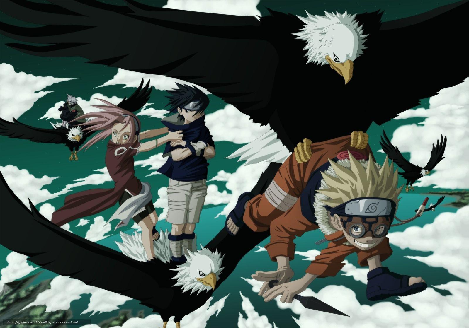 1600x1120 Download wallpaper flight, Naruto, kunai, sky free desktop