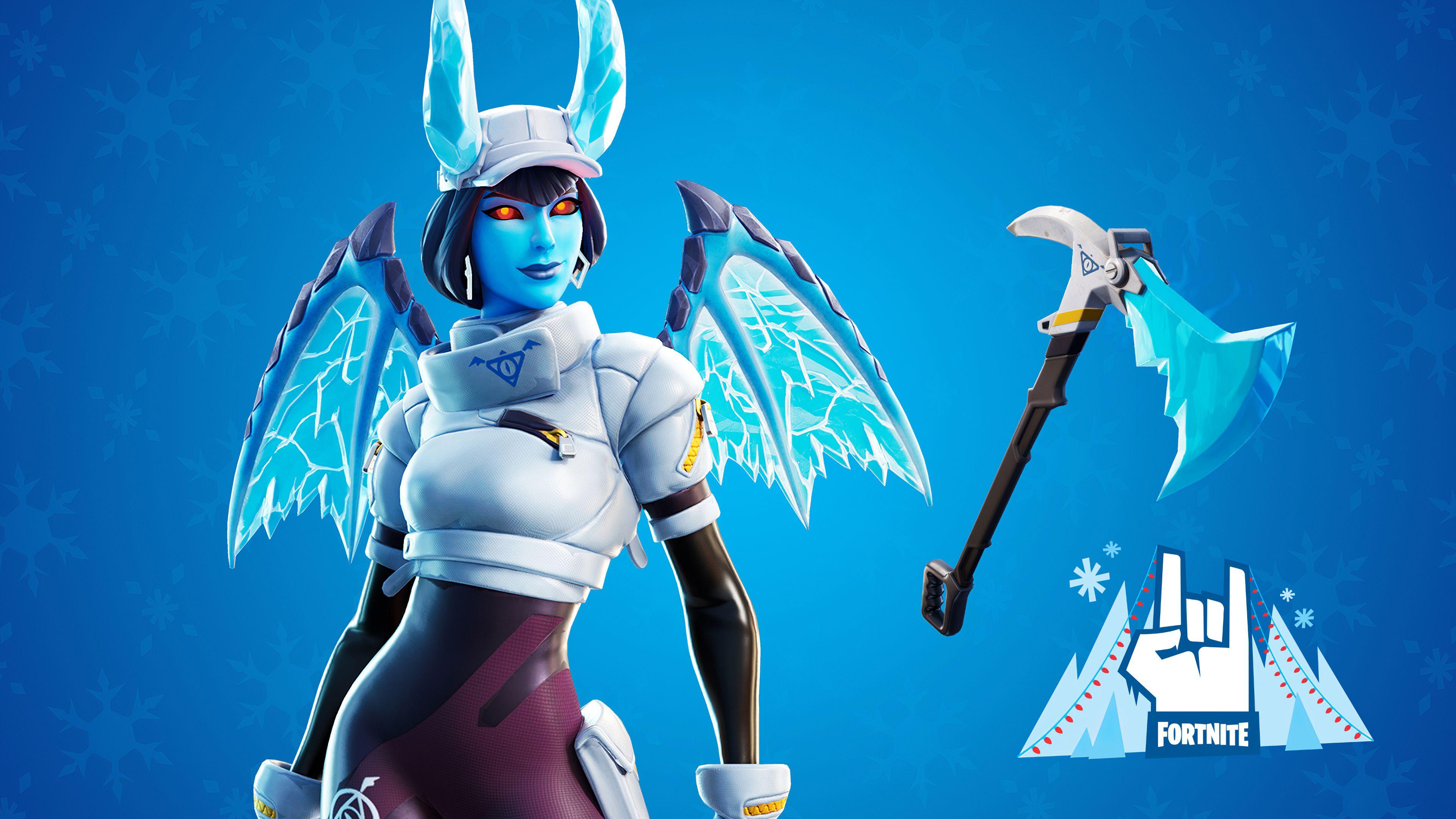 3840x2160 Wallpaper 4k Fortnite Shiver Outfit Along With The Frost Blade
