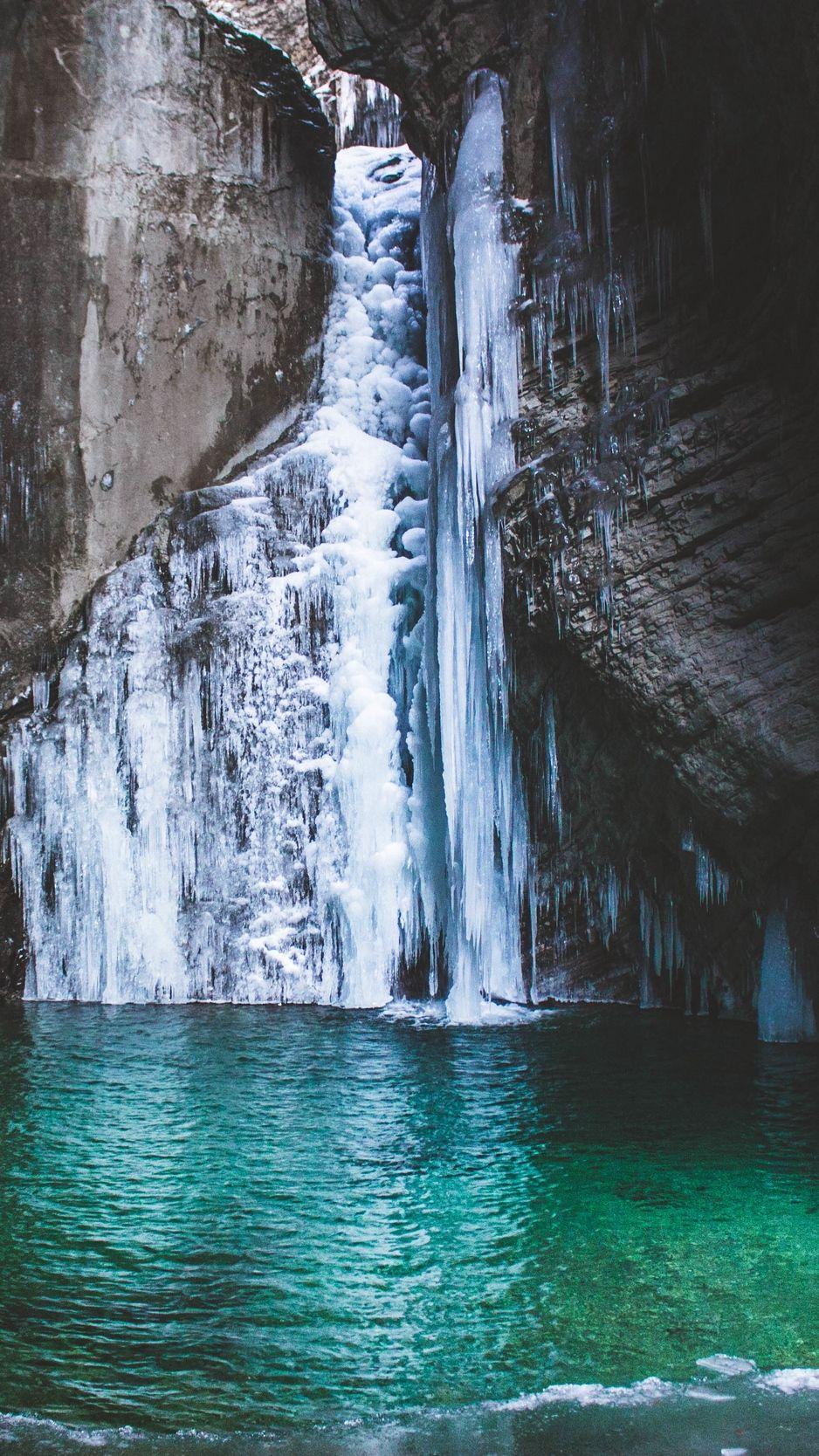 938x1668 Download Wallpaper 938x1668 Waterfall, Lake, Mountain Iphone 8 7