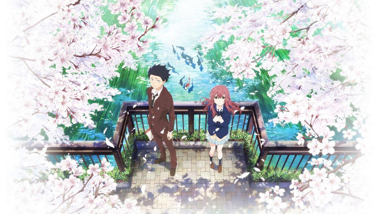 1244x700 Ishida and Nishimiya a Silent Voice Anime Cherry Blossom couple