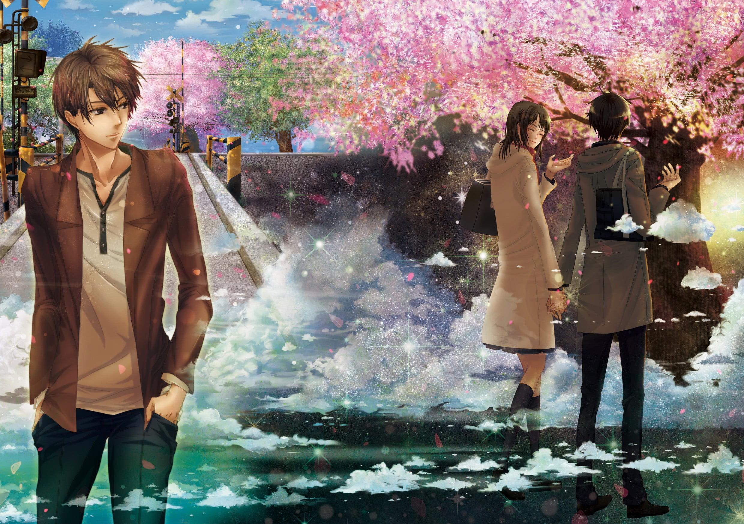 2480x1748 Anime Cherry Blossom Couple HD Wallpaper