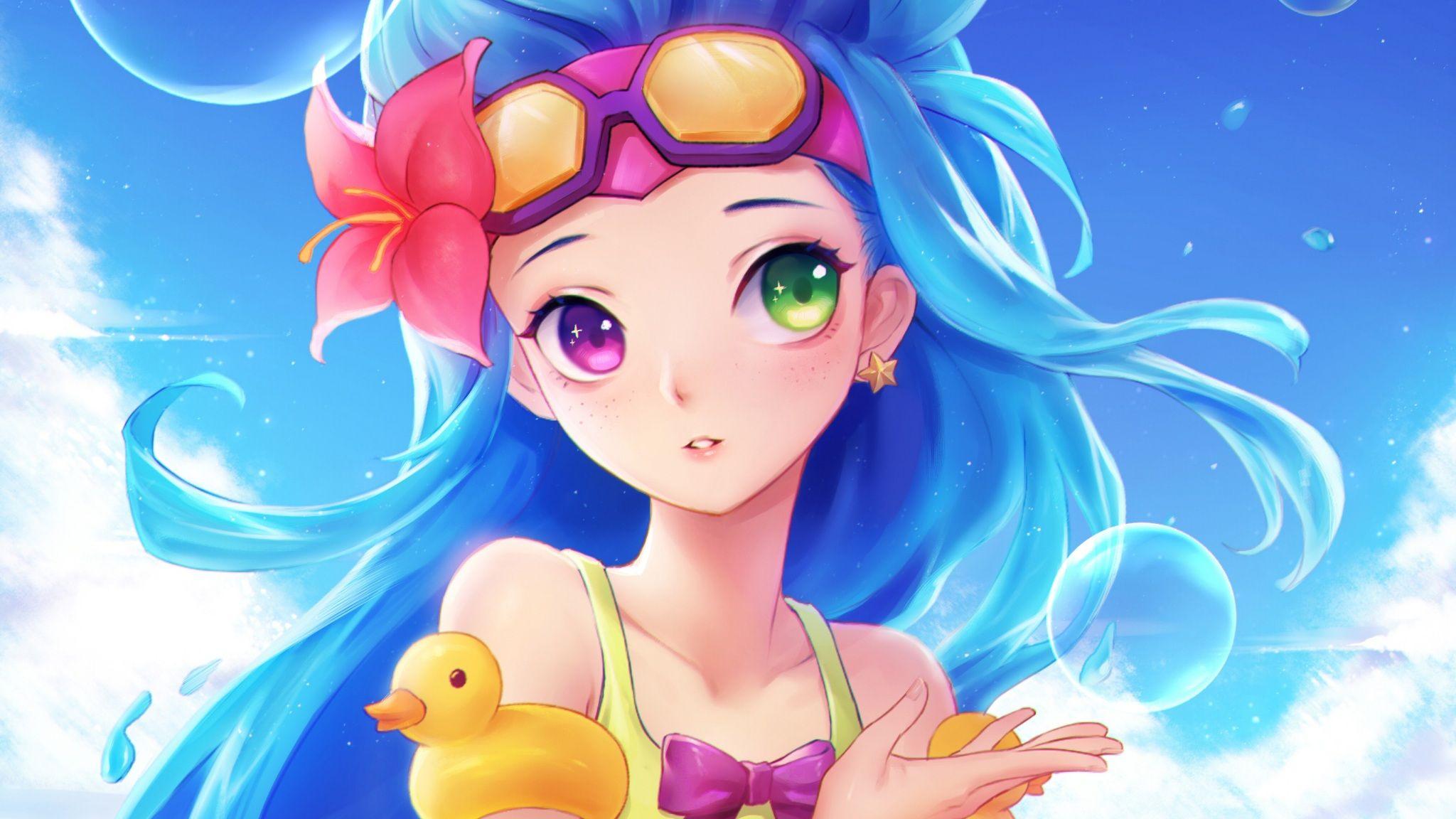 2048x1152 Wallpaper 4k Pool Party Zoe LoL League of Legends lol league