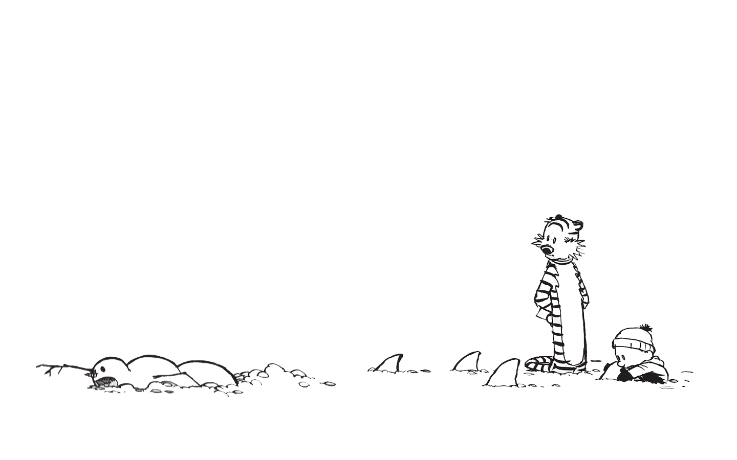 1440x900 Calvin and Hobbes Snowman Wallpaper