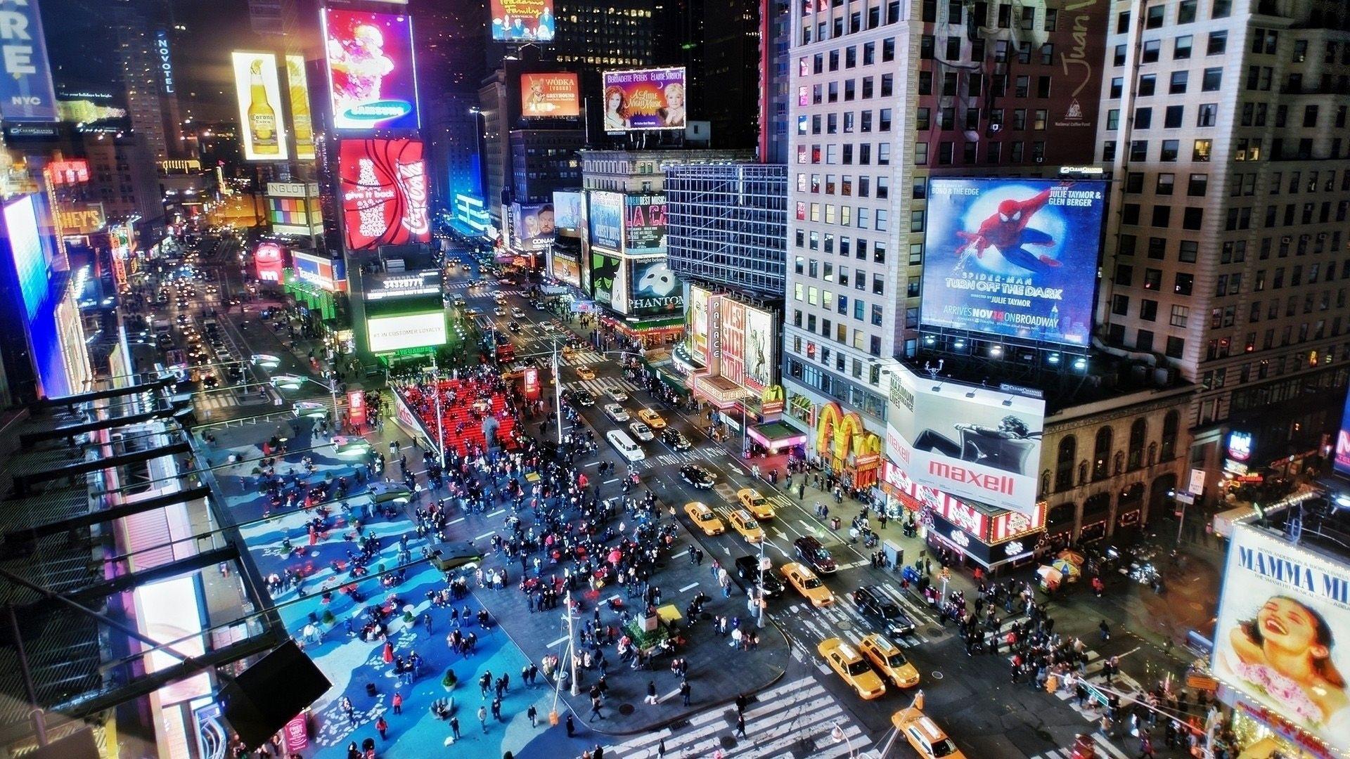 1920x1080 night wallpaper times square