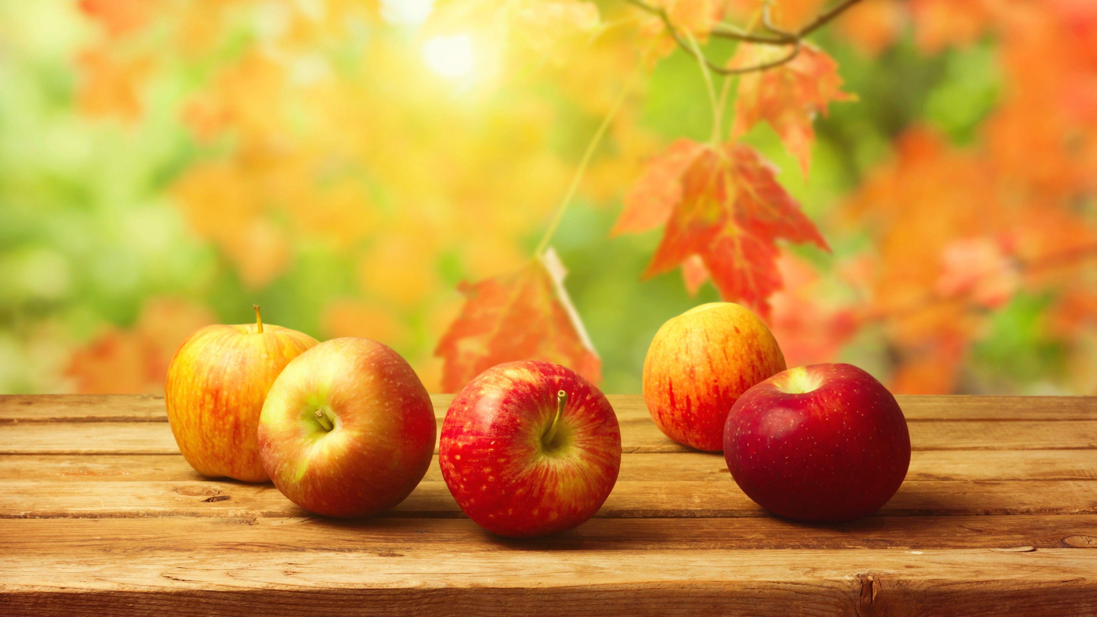 3840x2160 Hình nền táo, trái cây, Mùa thu, 4k, Thức ăn